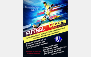 Dimanche 5 Janvier Futsal un programme alléchant 14h00 - 22H00